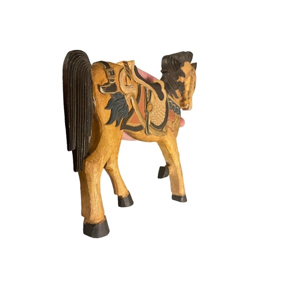 Authentic Models Vintage Hand Carved Handmade Wood Horse China Wall Hanging - Picture 7 of 10